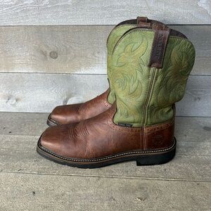 Justin Stampede Driller WK4688 Brown Work Steel Toe Boots US Men's Size 13 D